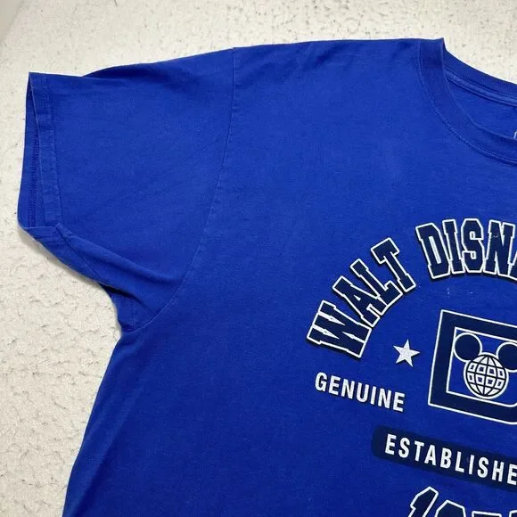 Disney Parks Men's XL Walt Disney World Crewneck Graphic T Shirt 1971 Logo Blue - Picture 5 of 11